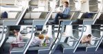 People using new Zephyr double-decker style airplane seat design